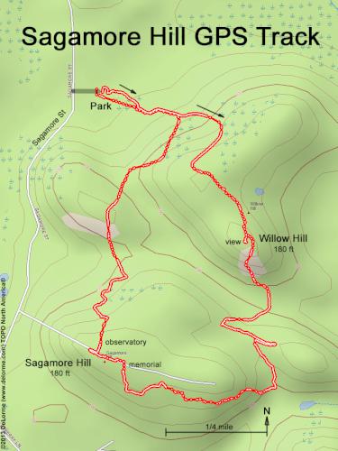 GPS traack in February at Sagamore Hill in northeast MA