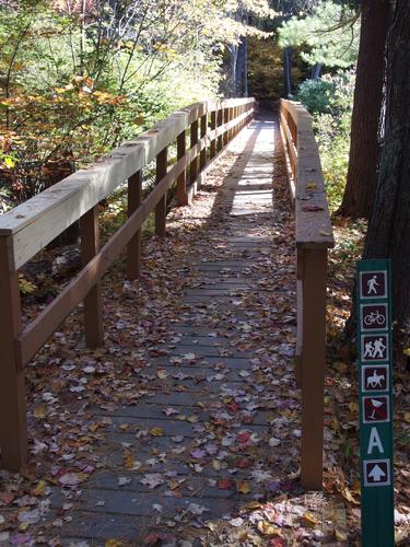 footbridge across Hitytity Brook at Salem Town Forest in Salem, New Hampshire