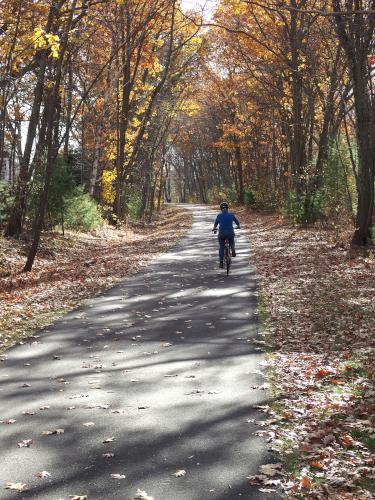 Andee in November on the Salem Bike-Ped Corridor in New Hampshire