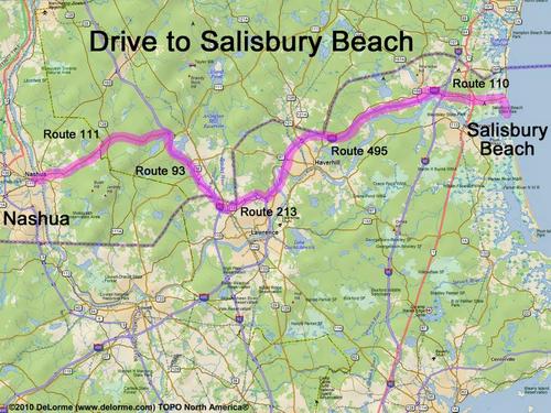 Salisbury Beach drive route
