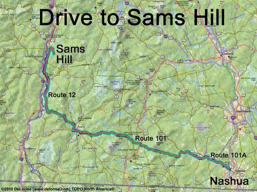 Sams Hill drive route