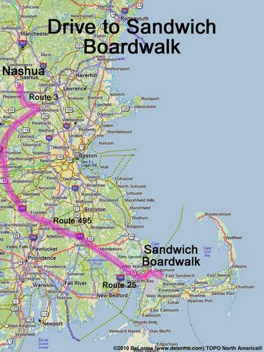Sandwich Boardwalk drive route