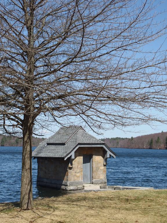pump house on the shore of Sandy Pond reservoir at Lincoln in eastern Massachusetts