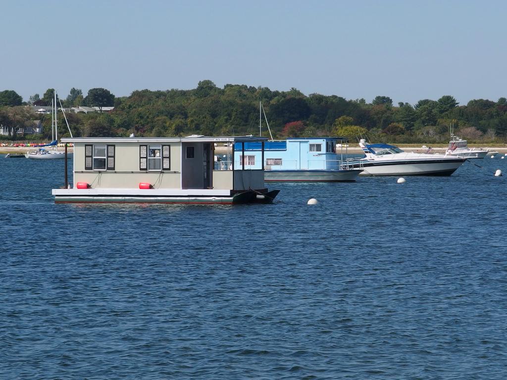 boats anchored in September at Sandy Point near Plum Island in northeastern Massachusetts