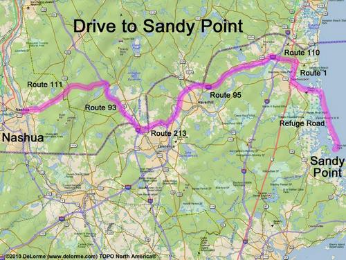 Sandy Point drive route