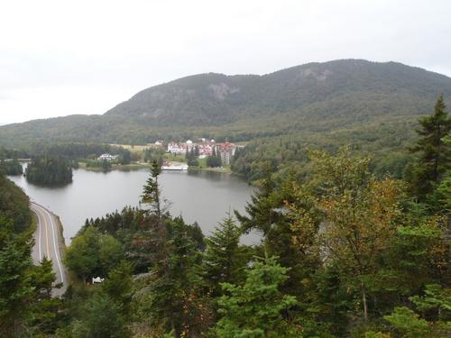 view of Balsams Hotel and Abeniki Mountain from the trail to Sanguinary Mountain in northern New Hampshire