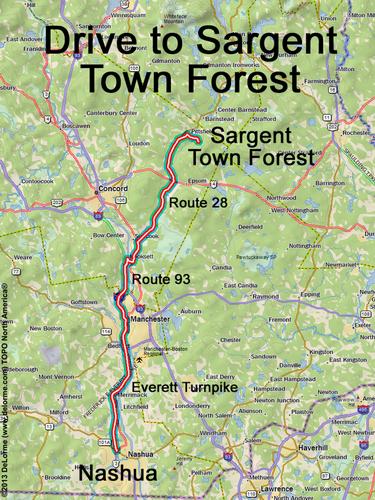 Sargent Town Forest drive route
