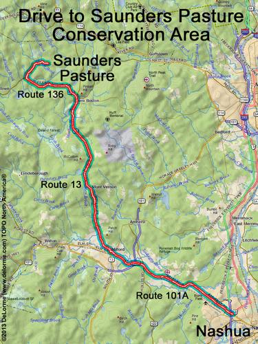 Saunders Pasture Conservation Area drive route