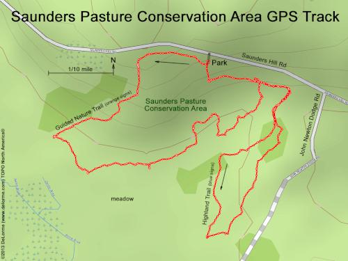 GPS track at Saunders Pasture Conservation Area in southern New Hampshire