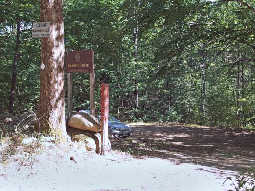 entrance driveway and parking lot at Saunders Pasture Conservation Area in southern New Hampshire
