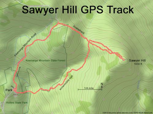 GPS track in April at Sawyer Hill in southern New Hampshire