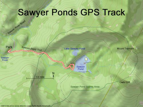 GPS track at Sawyer Ponds in central NH