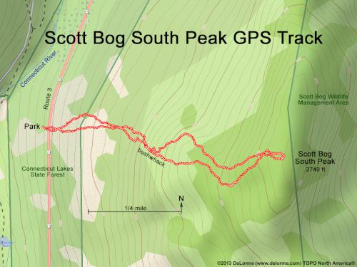 GPS track at Scott Bog South Peak in northern New Hampshire
