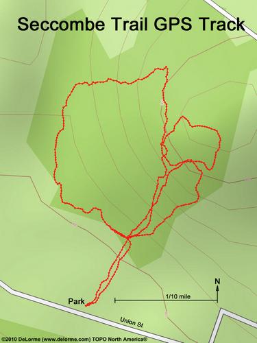 GPS track on Seccombe Trail in southern New Hampshire