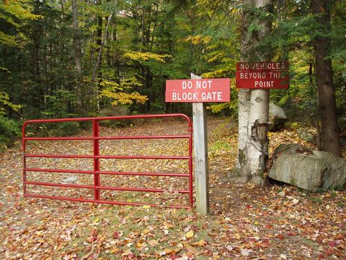 gate at the trailhead to Sentinel Mountain in New Hampshire