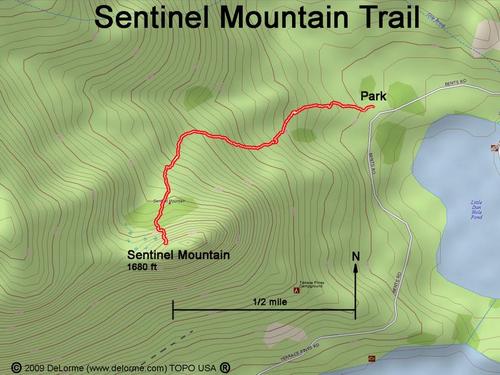 GPS track to Sentinel Mountain in New Hampshire