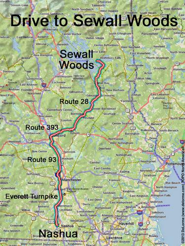 Sewall Woods drive route