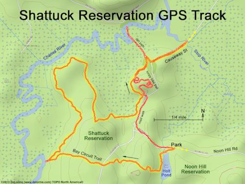 GPS track in May at Shattuck Reservation in eastern Massachusetts