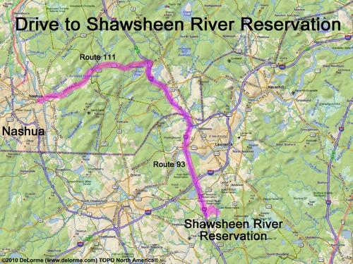 Shawsheen River Reservation drive route