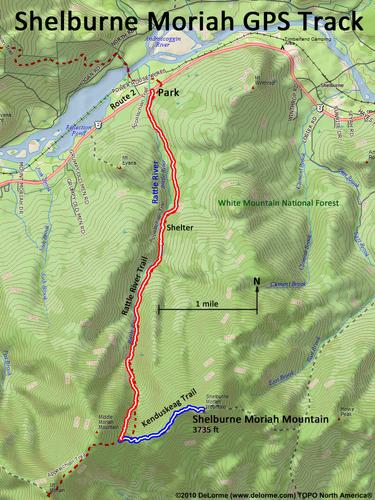GPS track to Shelburne Moriah Mountain in New Hampshire