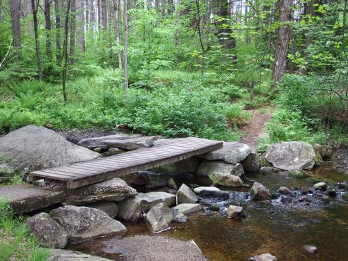 bridge to the wildflower garden at Shieling Forest in southern New Hampshire