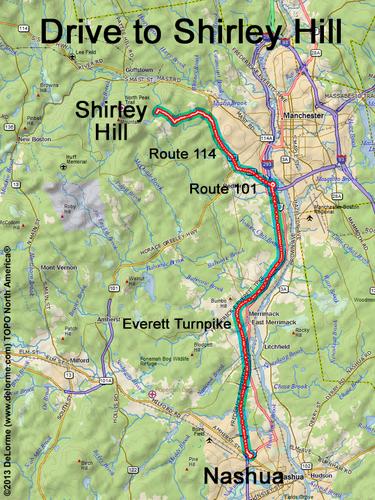 Shirley Hill drive route