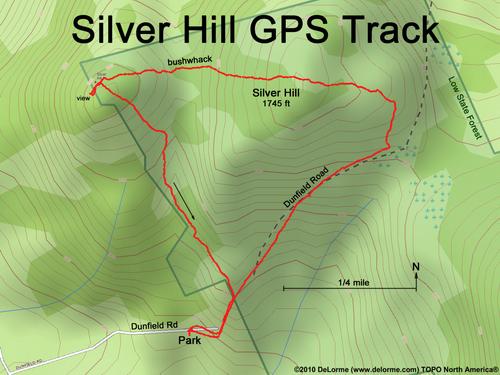 GPS track to Silver Hill in New Hamsphire