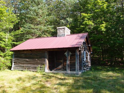 rustic cabin at the trailhead to Silver Mountain in Ashuelot River Headwaters Forest in New Hampshire