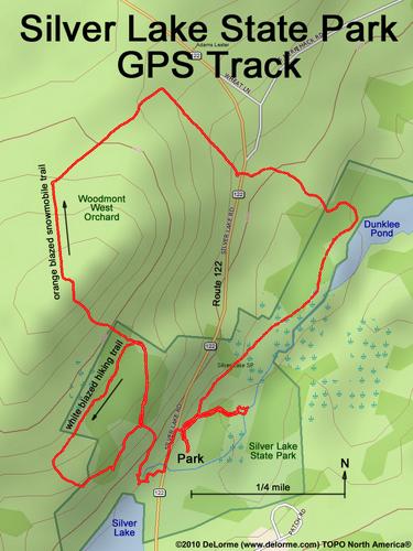 GPS track through Silver Lake State Park in southern New Hampshire