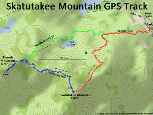 GPS track to Skatutakee Mountain in New Hampshire