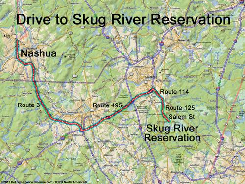 Skug River Reservation drive route