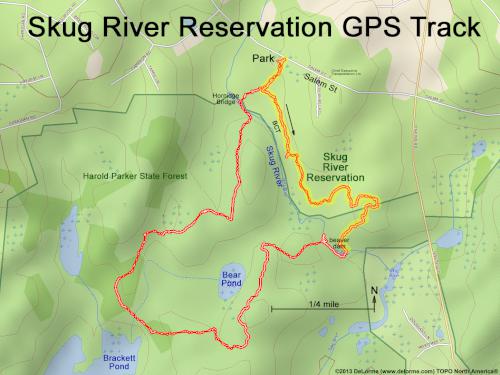 GPS track in February at Skug River Reservation in northeast MA