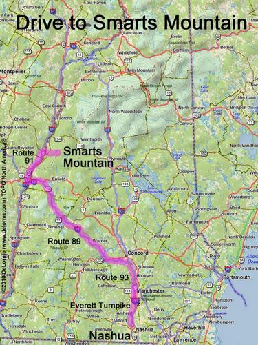 Smarts Mountain drive route