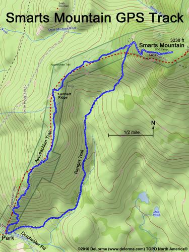 GPS track to Smarts Mountain in New Hampshire