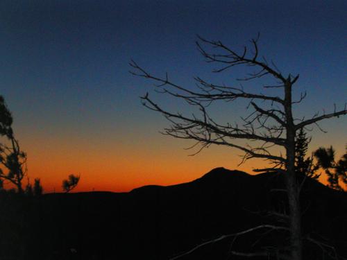 sunset glow outlines Mount Chocorua's silhouette in January as seen from South Moat Mountain in New Hampshire