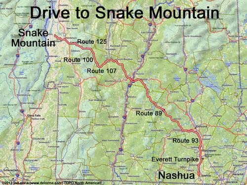 Snake Mountain drive route