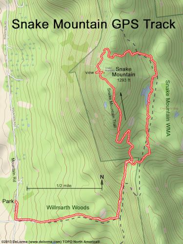 GPS track in June at Snake Mountain in northern Vermont