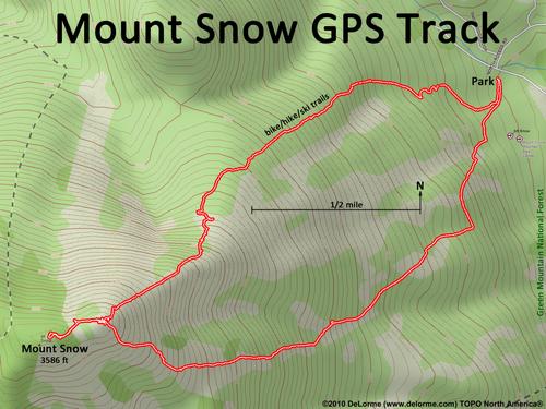 GPS track to Mount Snow