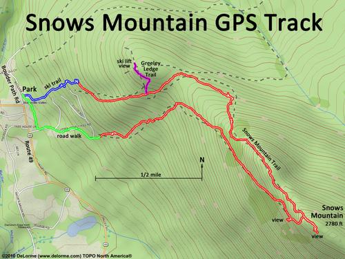 GPS track to Snows Mountain near Waterville Valley NH
