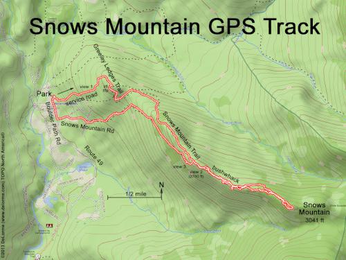 GPS track in May at Snows Mountain in New Hampshire
