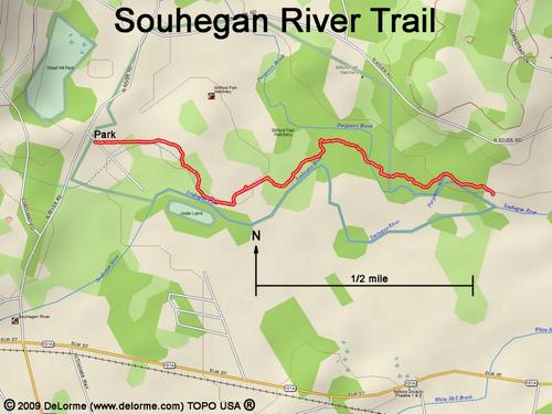 GPS track of the Souhegan River Trail in New Hampshire