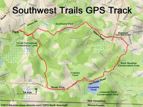 GPS track at Southwest Trails at Nashua in southern New Hampshire