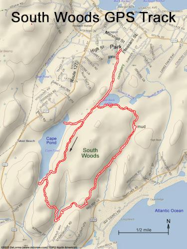 GPS track in February at South Woods in northeast MA