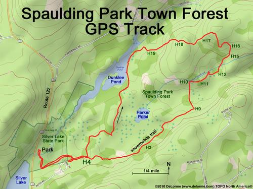 GPS Track around Spaulding Park Town Forest in southern New Hampshire