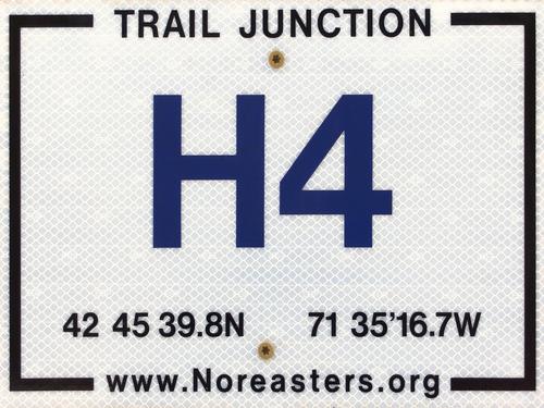 junction trail sign at Spaulding Park Town Forest in southern New Hampshire
