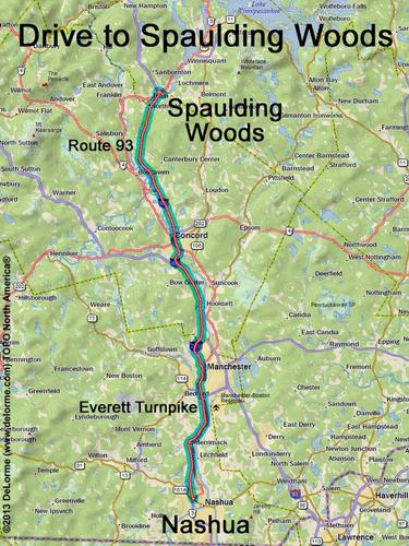 Spaulding Woods drive route