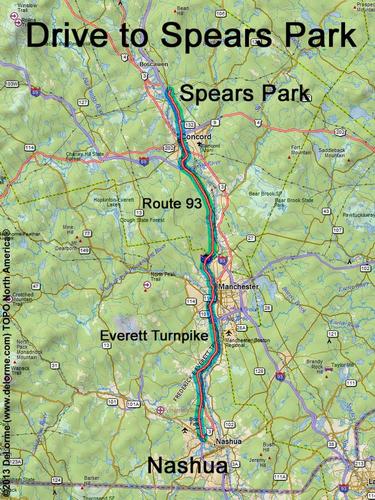 Spears Park drive route