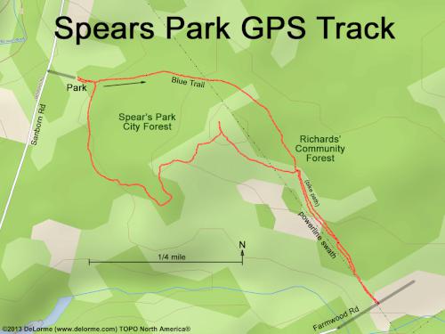 GPS track at Spears Park near Concord in southern New Hampshire