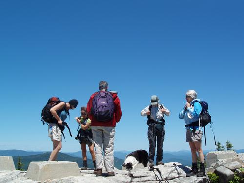 hikers on the summit of Speckled Mountain in Maine