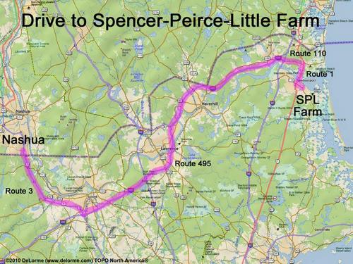 Spencer-Peirce-Little Farm drive route